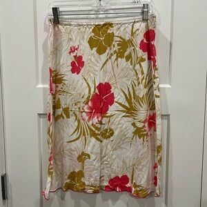 Roxy Y2K Style Casual Knee Length Skirt Large Lace Trim Tropic Print